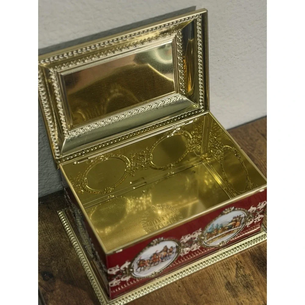 Vintage Klann Quality Embossed Tin Box - Western Germany - Ornate Carriage Scene